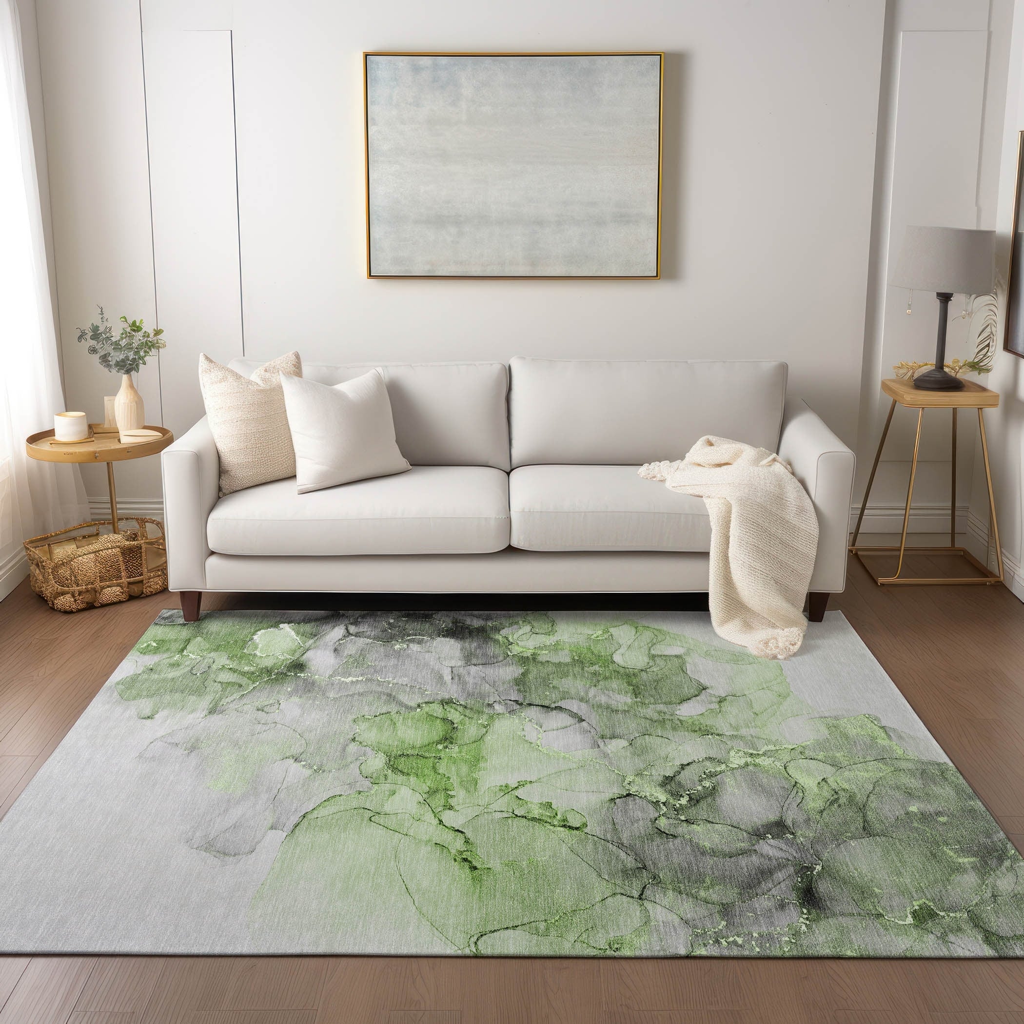 Machine Washable Indoor/ Outdoor Abstract Chantille Rug