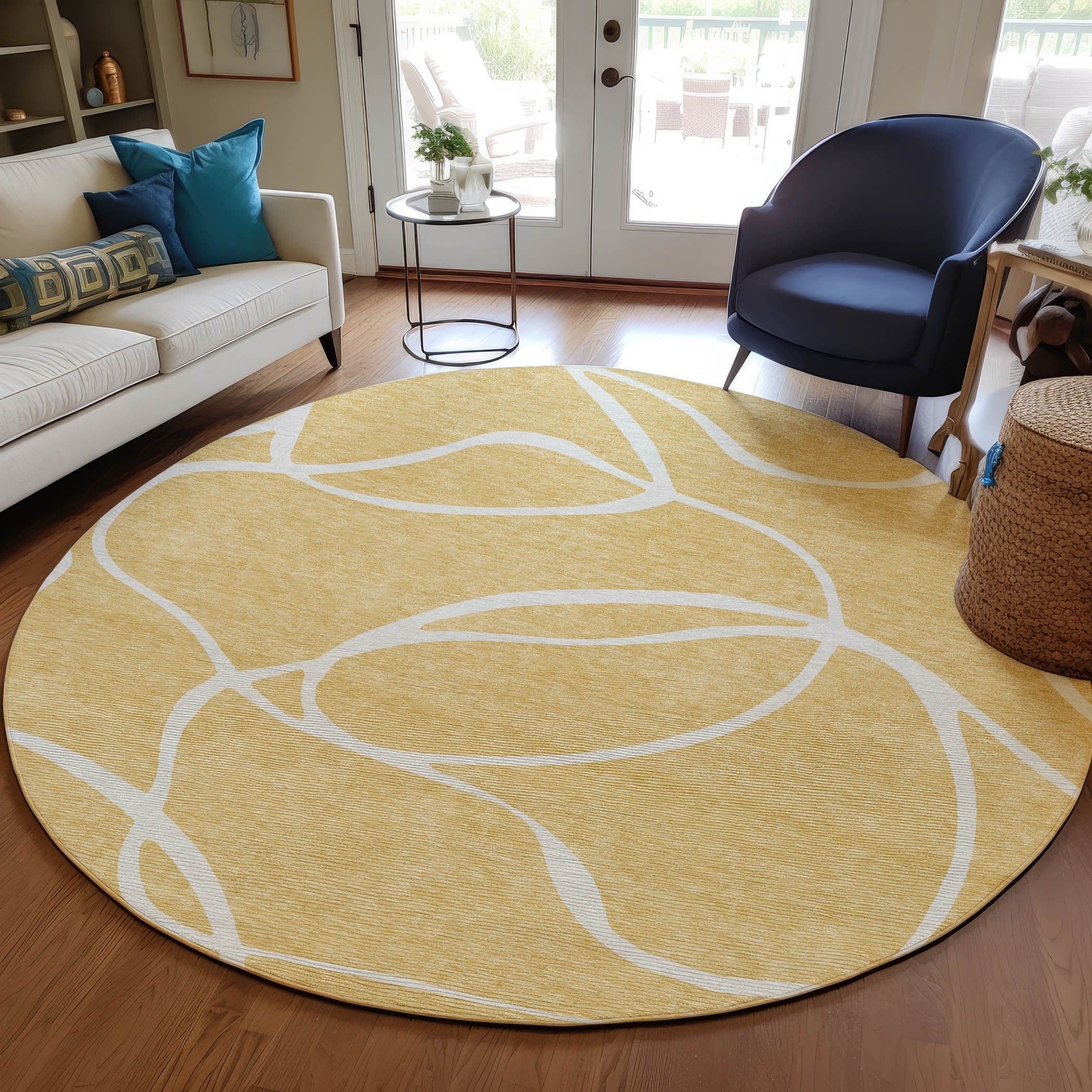 Machine Washable Indoor/ Outdoor Abstract Modern Chantille Rug