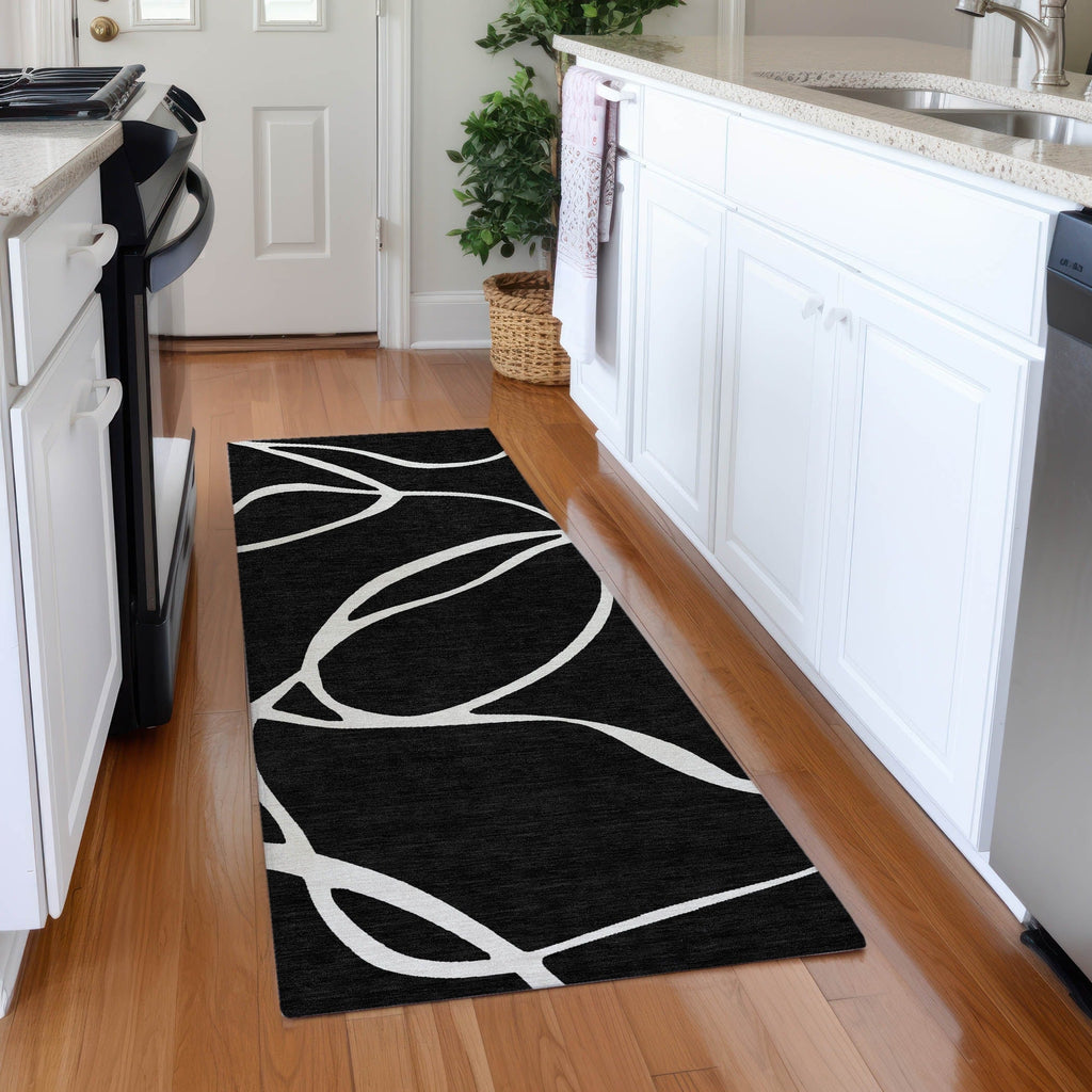 Machine Washable Indoor/ Outdoor Abstract Modern Chantille Rug