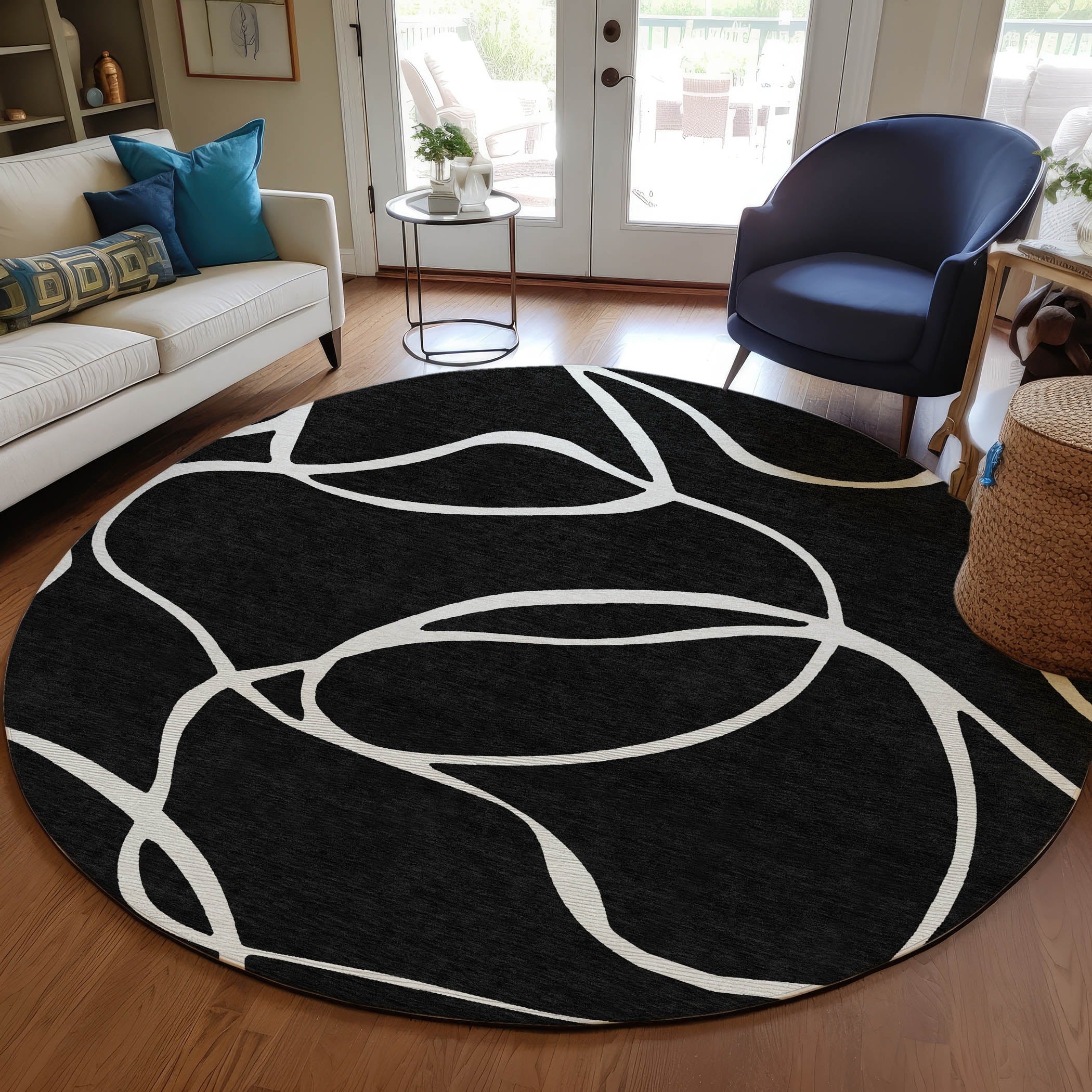 Machine Washable Indoor/ Outdoor Abstract Modern Chantille Rug