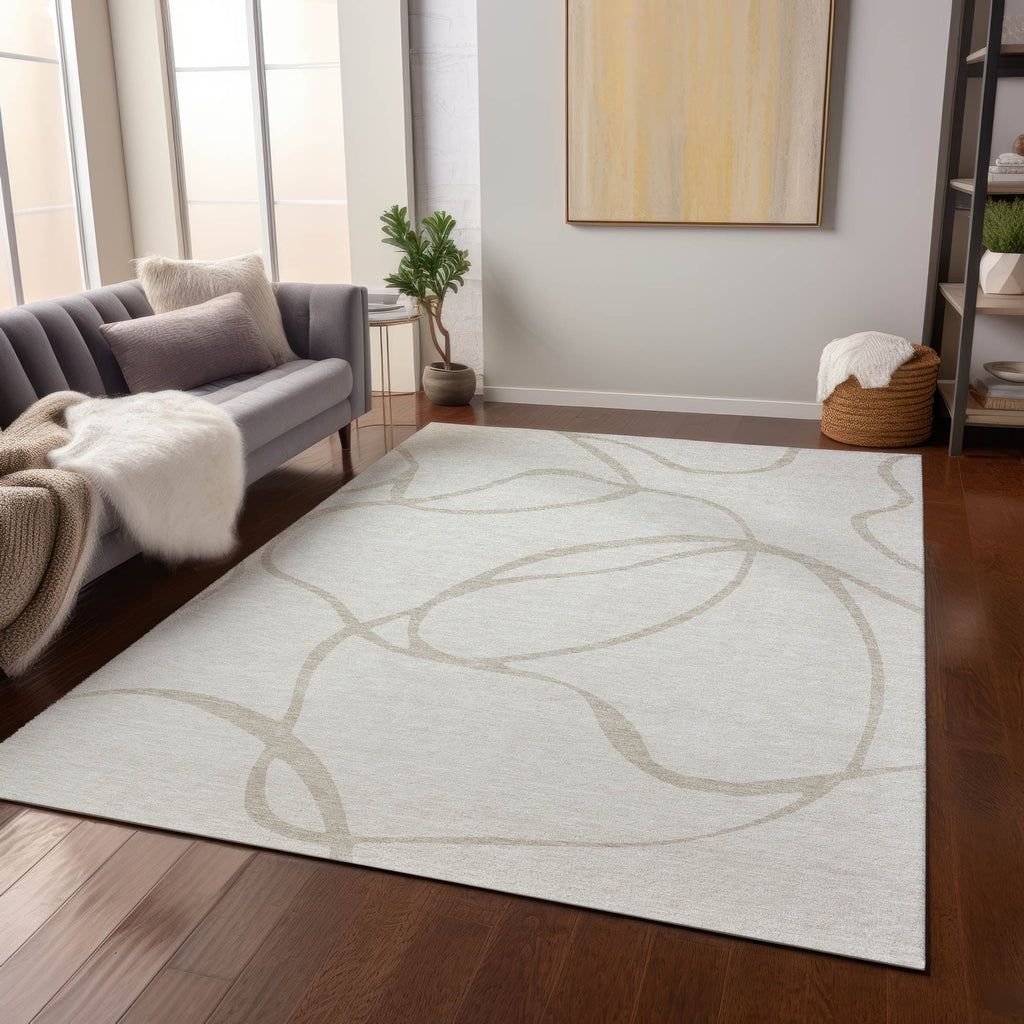 Machine Washable Indoor/ Outdoor Abstract Modern Chantille Rug