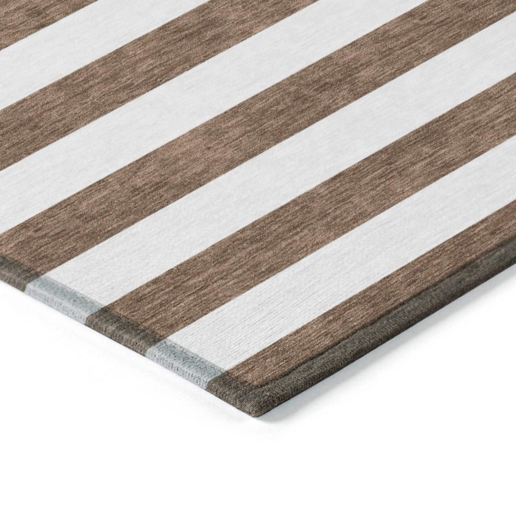 Machine Washable Indoor/ Outdoor Cabana Stripe Chantille Rug