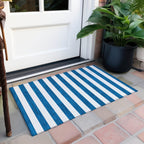 Machine Washable Indoor/ Outdoor Cabana Stripe Chantille Rug