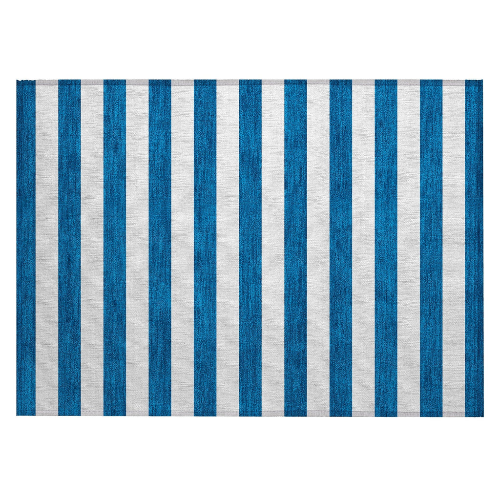 Machine Washable Indoor/ Outdoor Cabana Stripe Chantille Rug