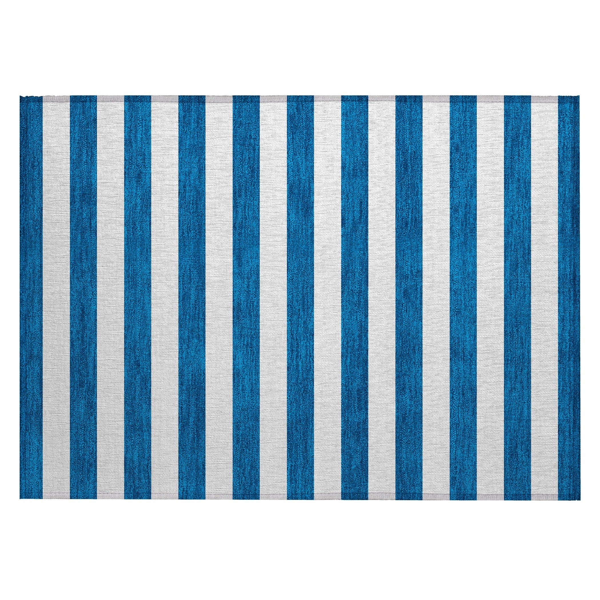 Machine Washable Indoor/ Outdoor Cabana Stripe Chantille Rug
