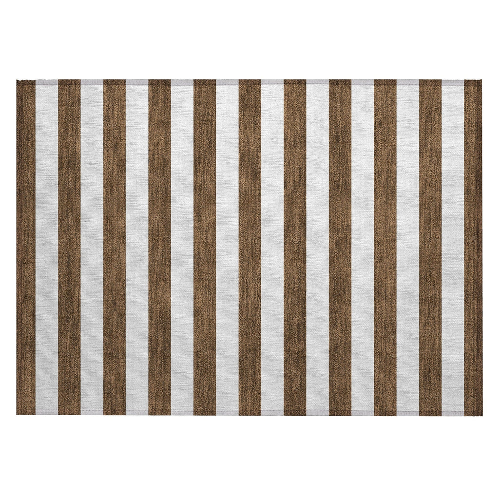 Machine Washable Indoor/ Outdoor Cabana Stripe Chantille Rug
