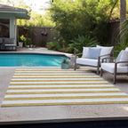 Machine Washable Indoor/ Outdoor Cabana Stripe Chantille Rug