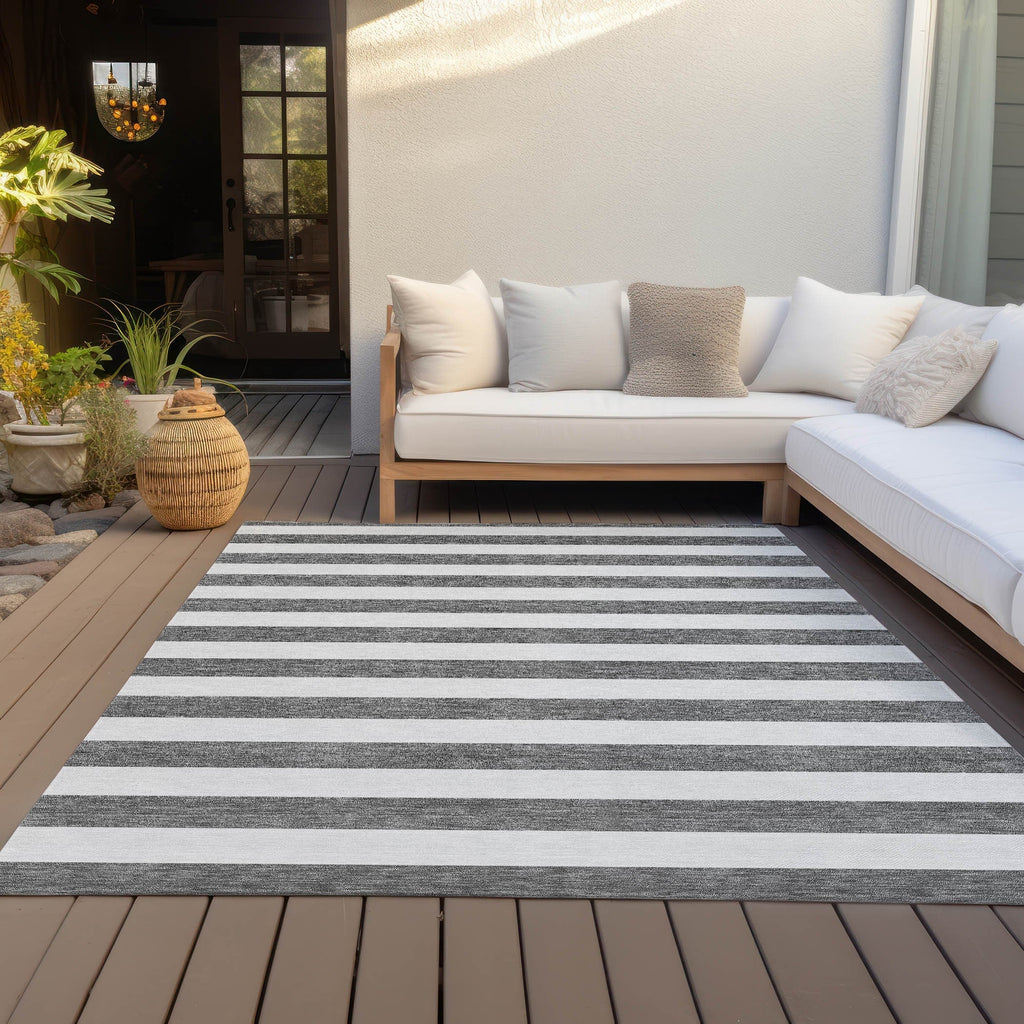 Machine Washable Indoor/ Outdoor Cabana Stripe Chantille Rug