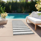 Machine Washable Indoor/ Outdoor Cabana Stripe Chantille Rug