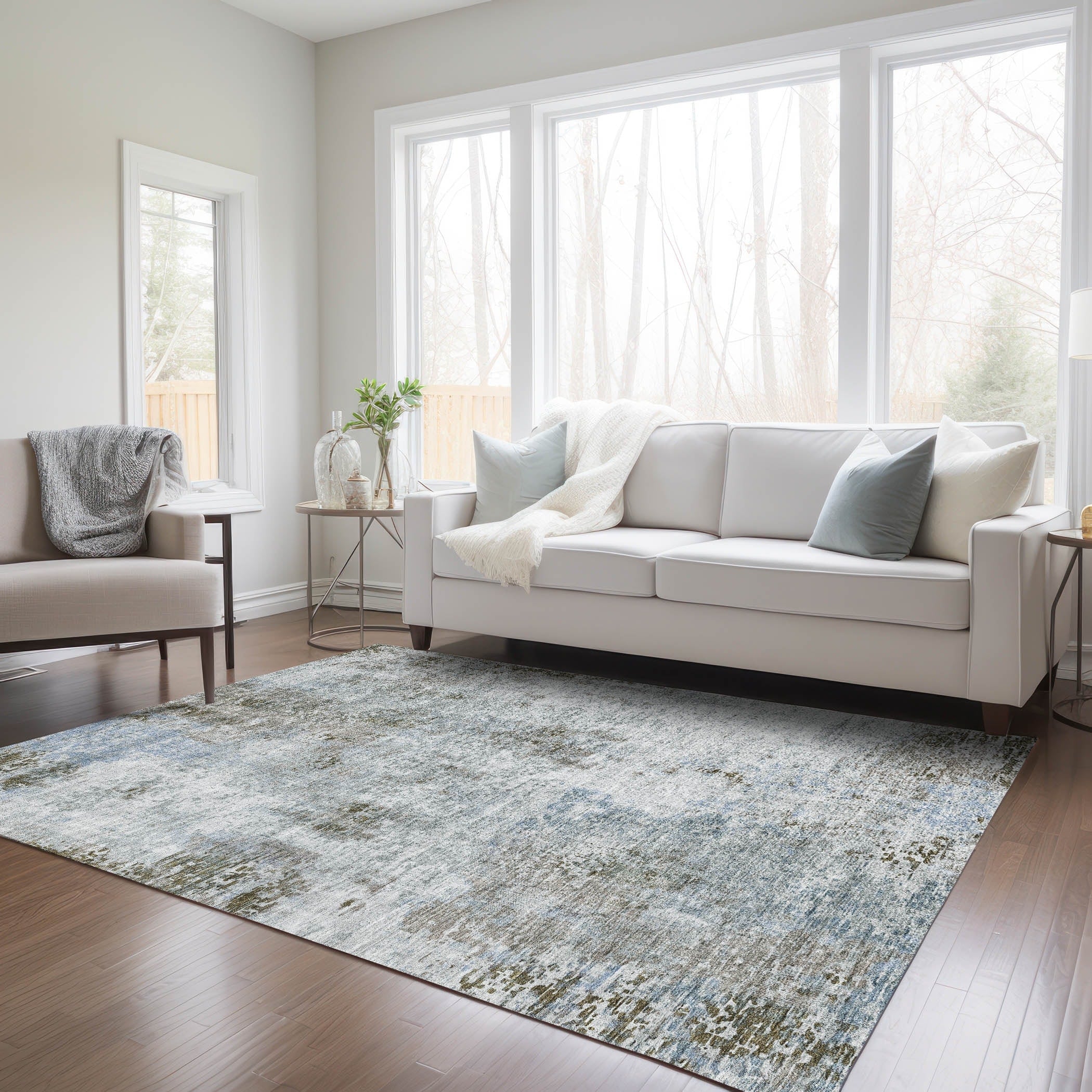 Machine Washable Indoor/ Outdoor Chantille Abstract Modern Rug