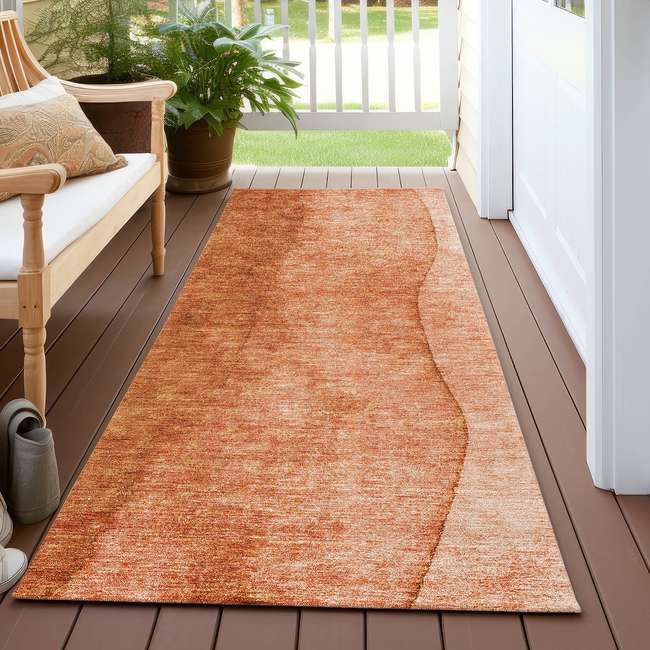 Machine Washable Indoor/ Outdoor Chantille Contemporary Ombre Rug