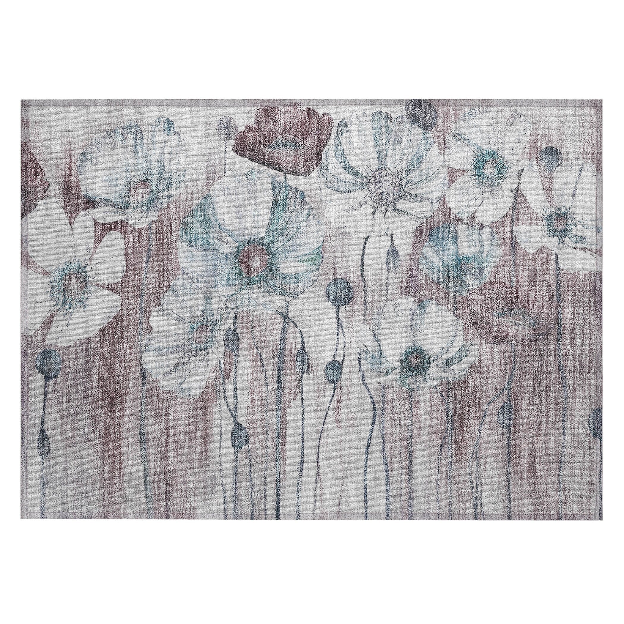 Machine Washable Indoor/ Outdoor Chantille Modern Floral Rug