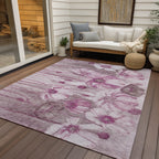 Machine Washable Indoor/ Outdoor Chantille Modern Floral Rug