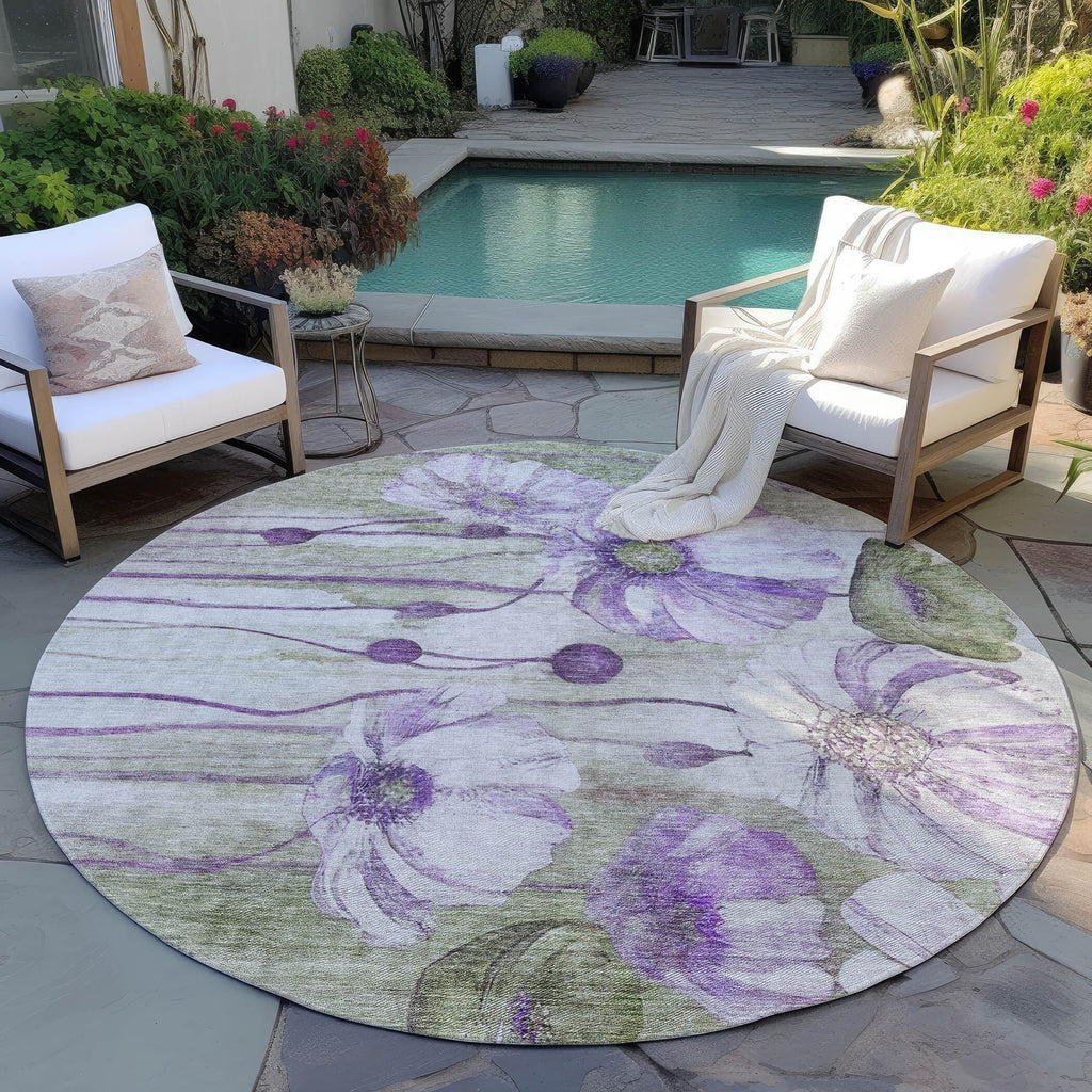 Machine Washable Indoor/ Outdoor Chantille Modern Floral Rug