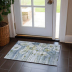 Machine Washable Indoor/ Outdoor Chantille Modern Floral Rug