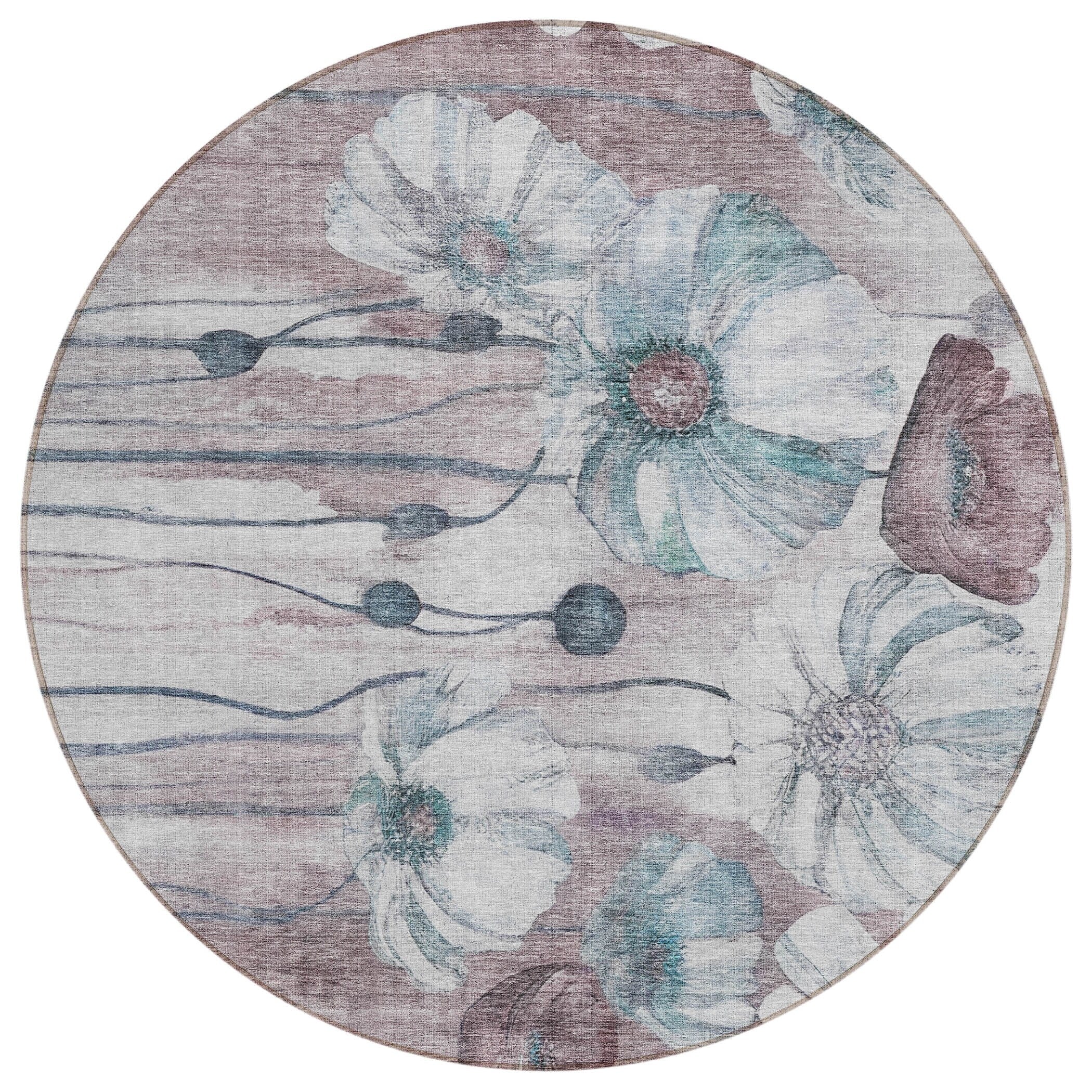 Machine Washable Indoor/ Outdoor Chantille Modern Floral Rug