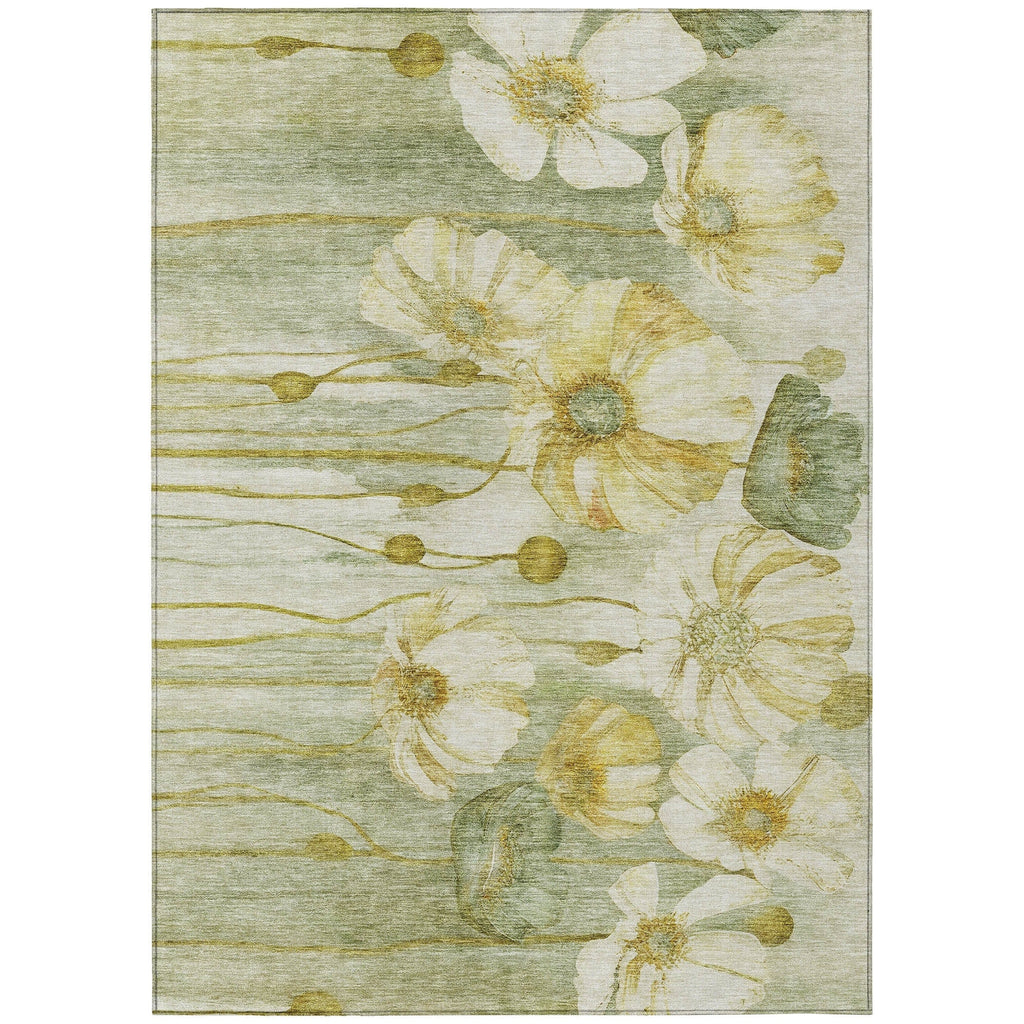 Machine Washable Indoor/ Outdoor Chantille Modern Floral Rug