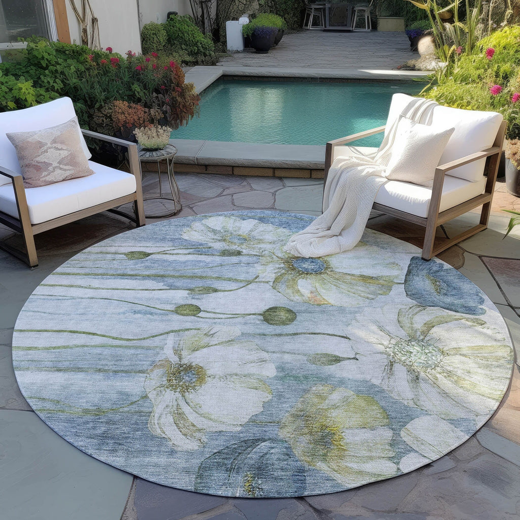Machine Washable Indoor/ Outdoor Chantille Modern Floral Rug