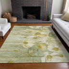 Machine Washable Indoor/ Outdoor Chantille Modern Floral Rug