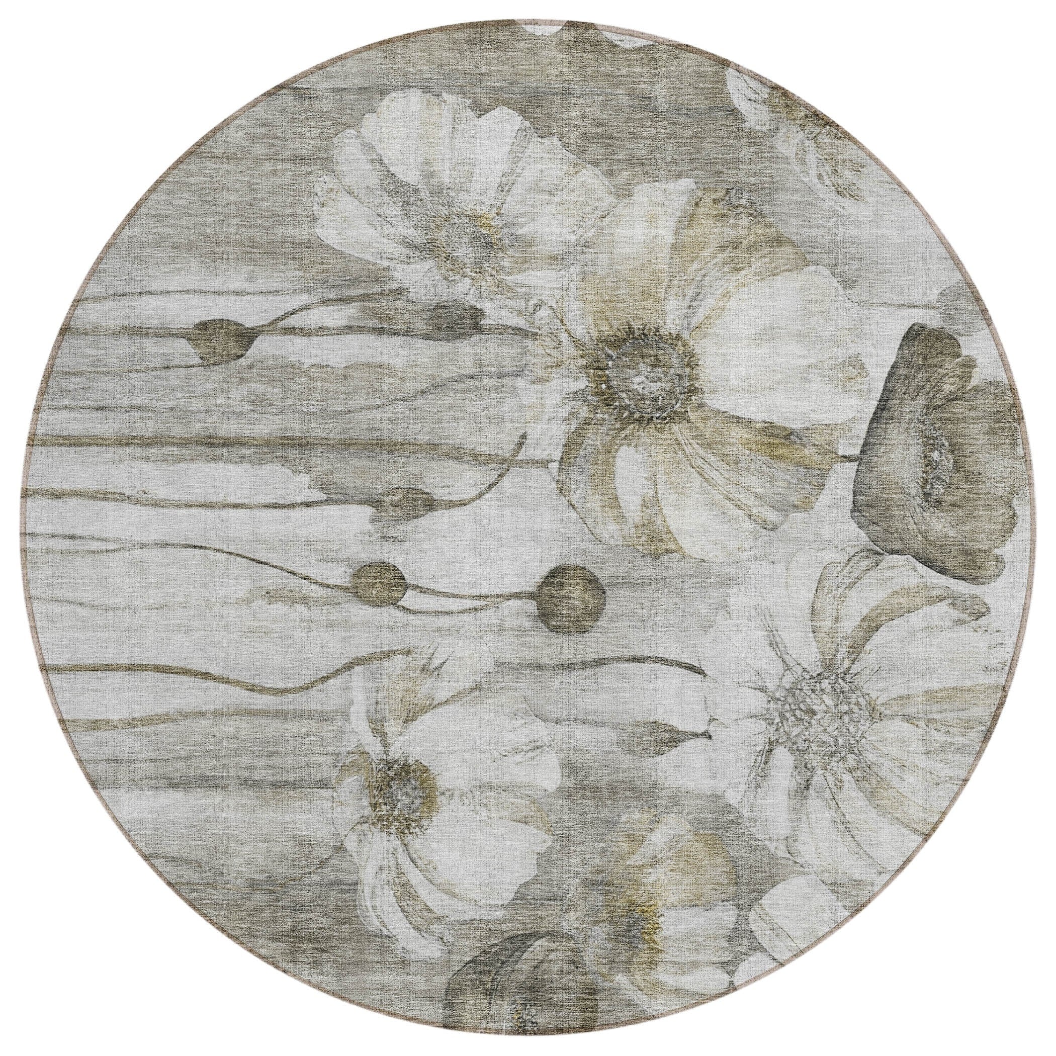 Machine Washable Indoor/ Outdoor Chantille Modern Floral Rug