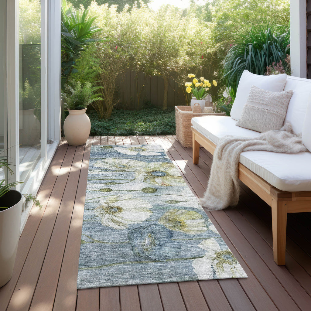 Machine Washable Indoor/ Outdoor Chantille Modern Floral Rug