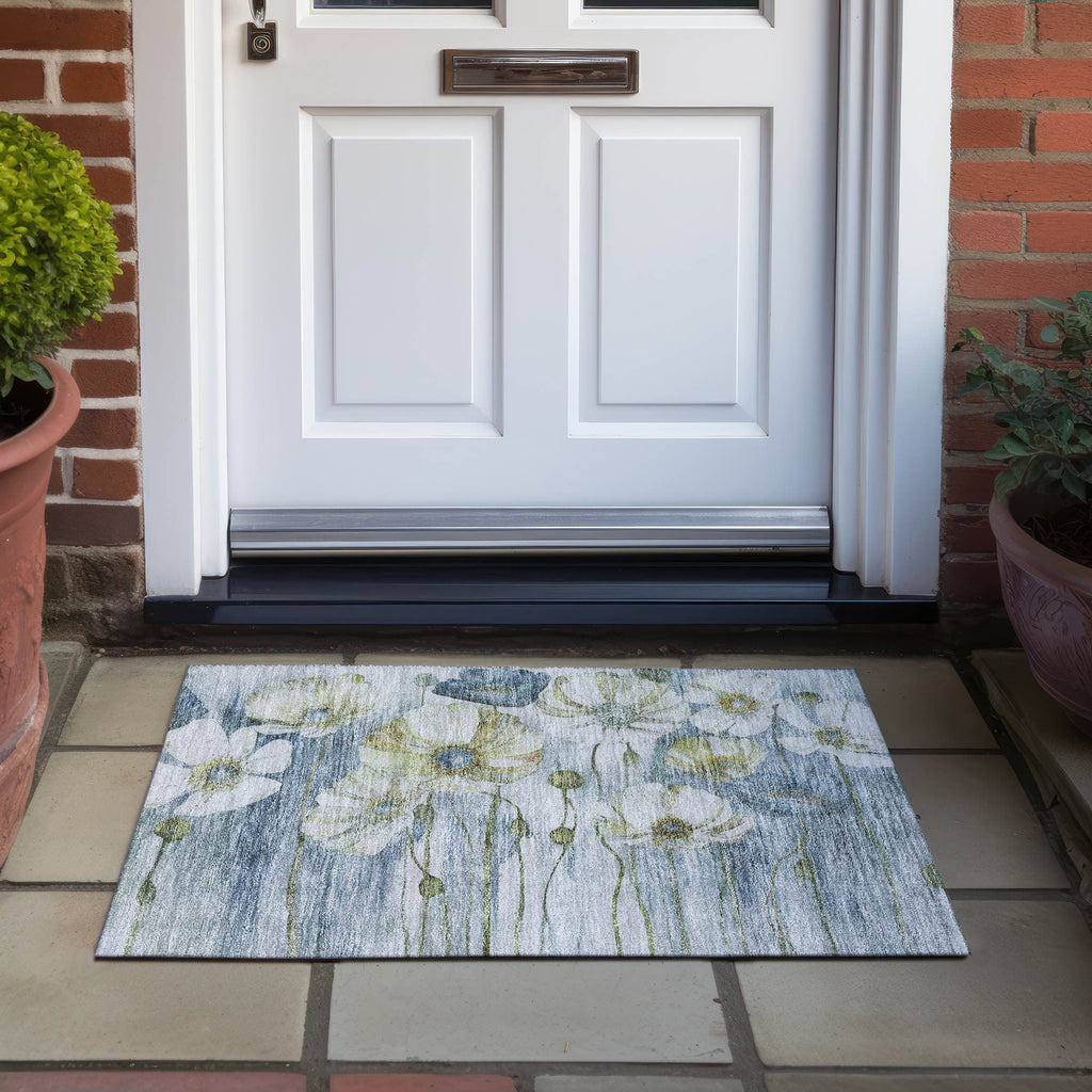 Machine Washable Indoor/ Outdoor Chantille Modern Floral Rug