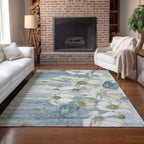 Machine Washable Indoor/ Outdoor Chantille Modern Floral Rug