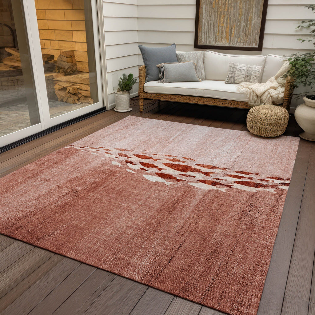 Machine Washable Indoor/ Outdoor Chantille Modern Sea Life Rug