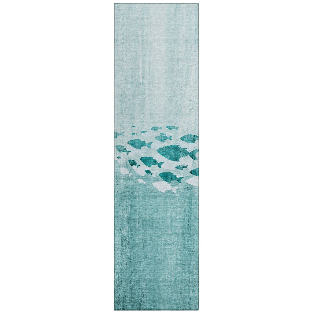 Machine Washable Indoor/ Outdoor Chantille Modern Sea Life Rug