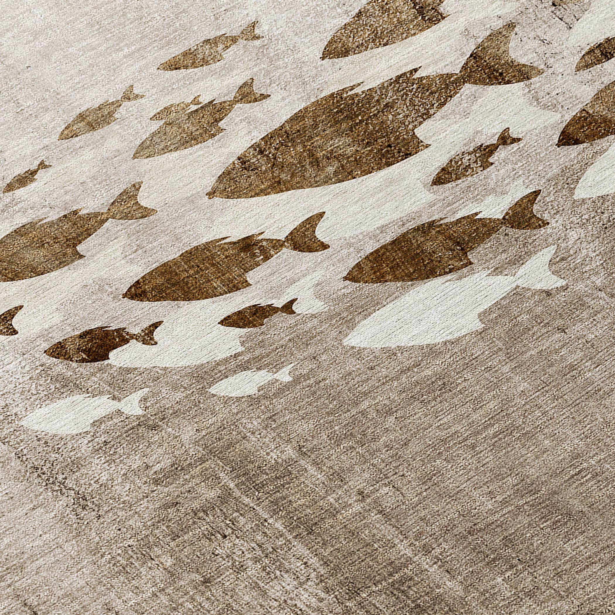 Machine Washable Indoor/ Outdoor Chantille Modern Sea Life Rug