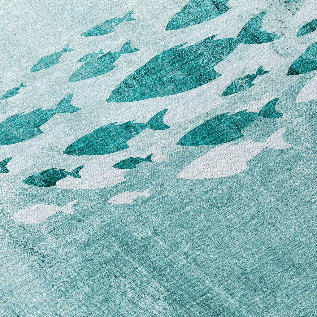 Machine Washable Indoor/ Outdoor Chantille Modern Sea Life Rug