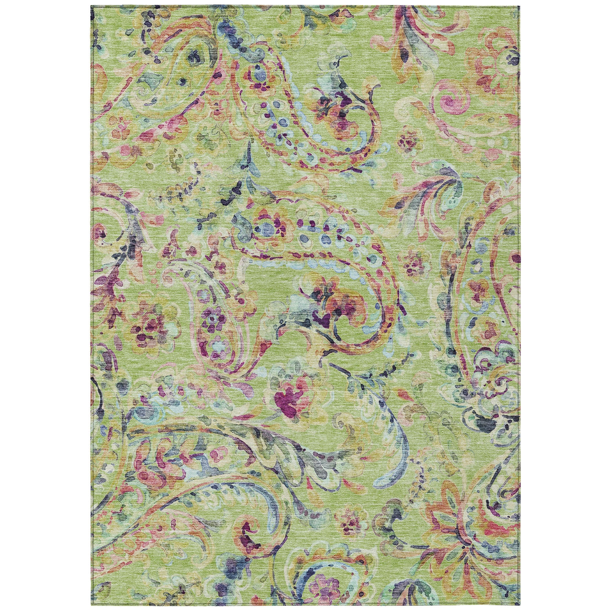 Machine Washable Indoor/ Outdoor Chantille Traditional Scroll Rug