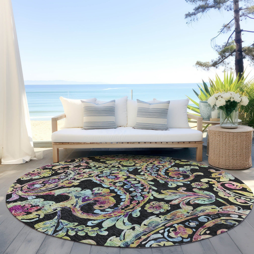 Machine Washable Indoor/ Outdoor Chantille Traditional Scroll Rug