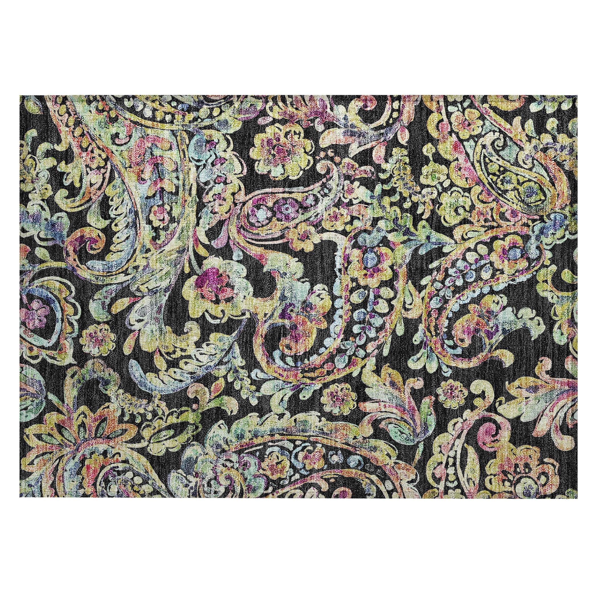 Machine Washable Indoor/ Outdoor Chantille Traditional Scroll Rug