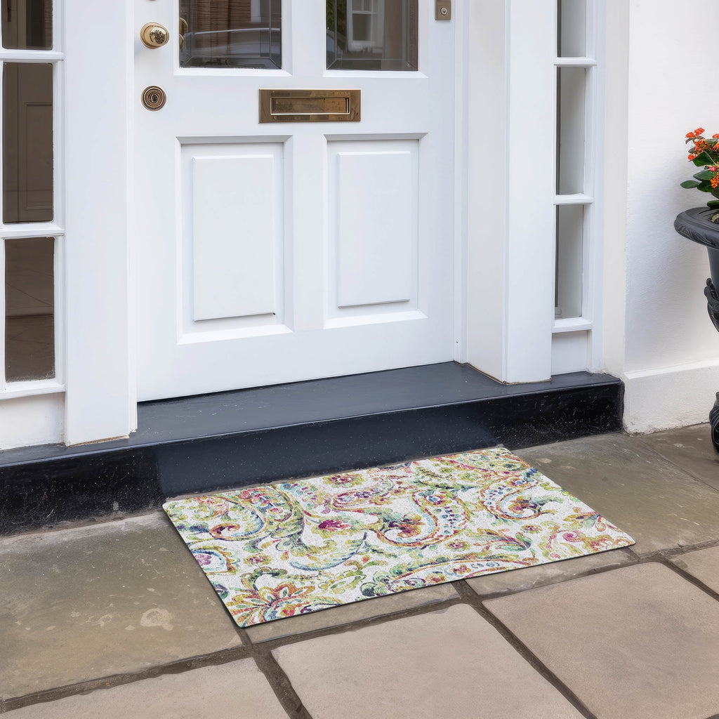 Machine Washable Indoor/ Outdoor Chantille Traditional Scroll Rug