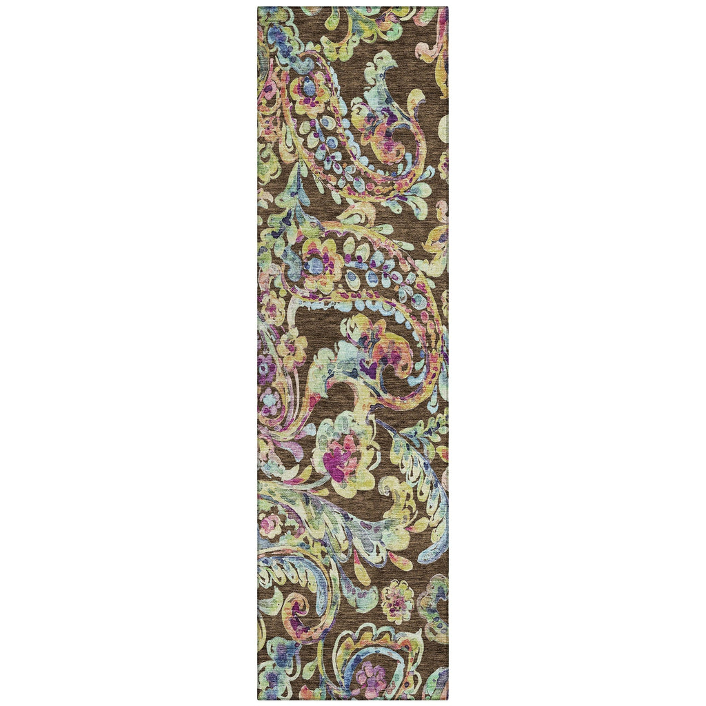 Machine Washable Indoor/ Outdoor Chantille Traditional Scroll Rug