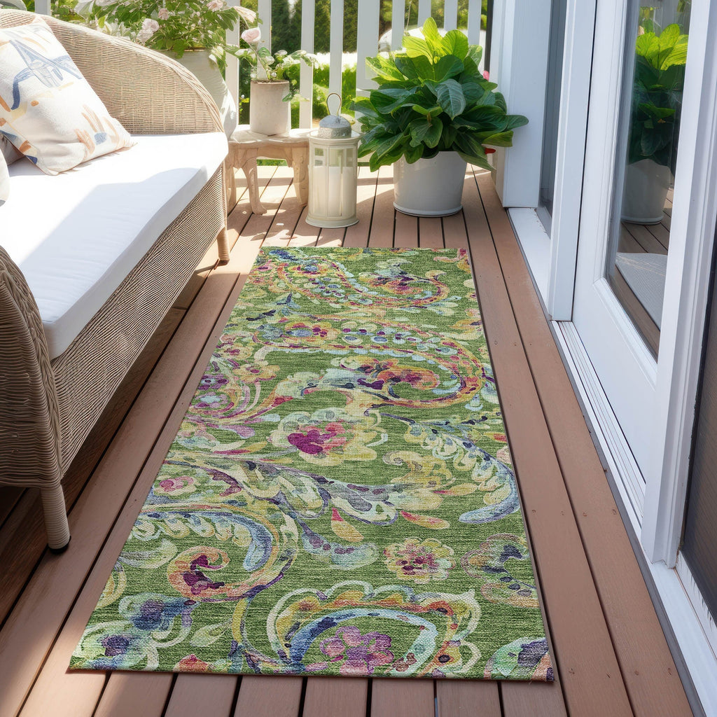 Machine Washable Indoor/ Outdoor Chantille Traditional Scroll Rug