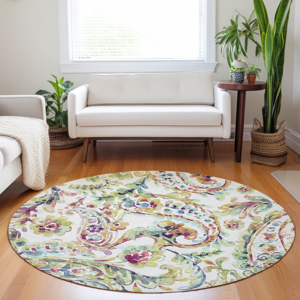Machine Washable Indoor/ Outdoor Chantille Traditional Scroll Rug
