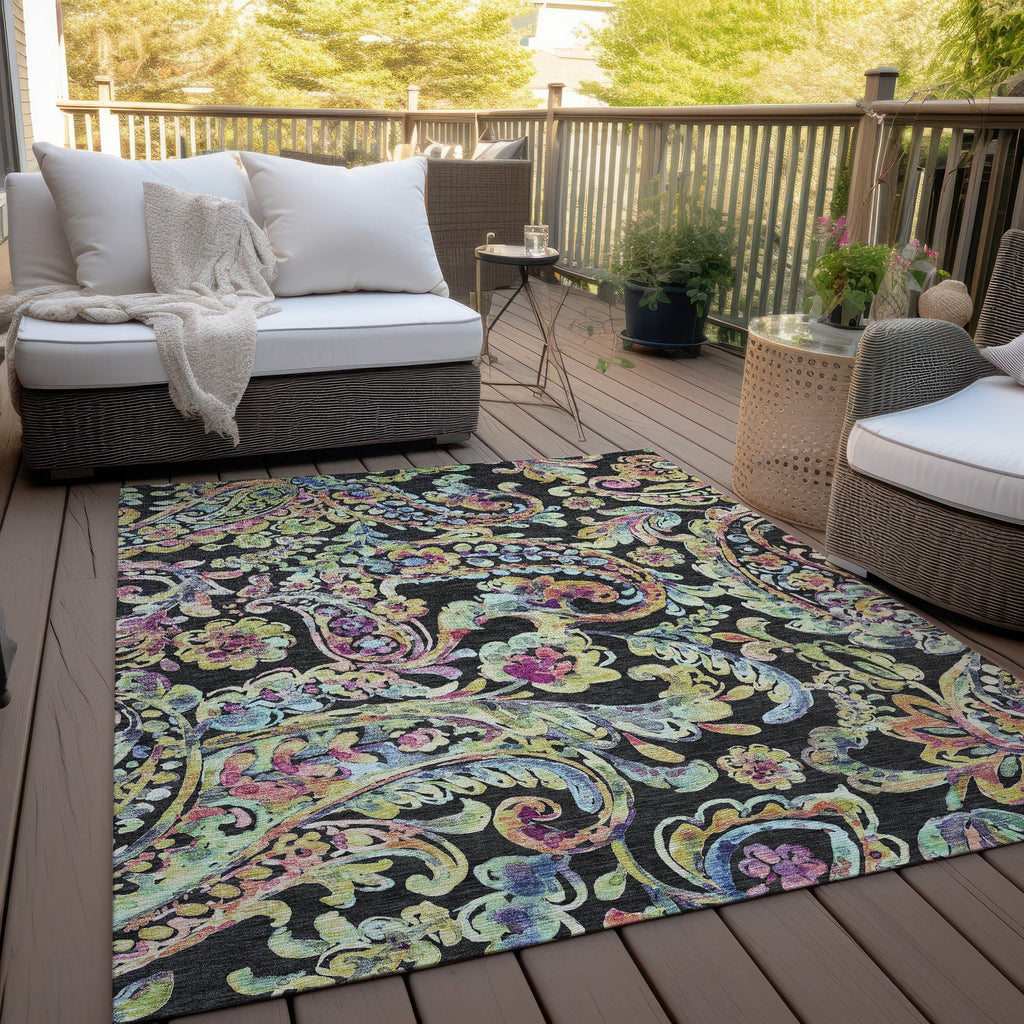 Machine Washable Indoor/ Outdoor Chantille Traditional Scroll Rug