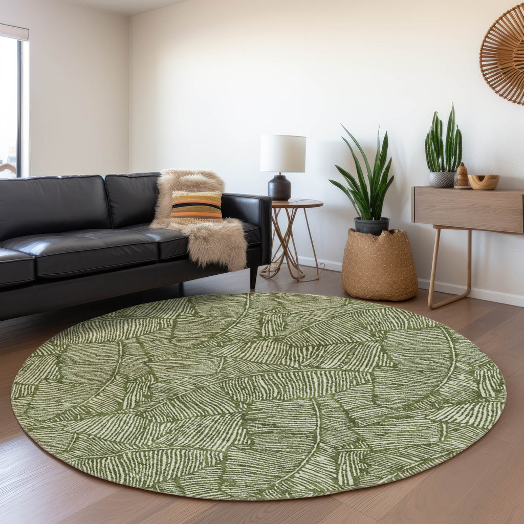 Machine Washable Indoor/ Outdoor Chantille Tropical Palm Rug