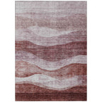 Machine Washable Indoor/ Outdoor Contemporary Waves Chantille Rug
