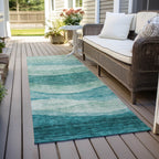 Machine Washable Indoor/ Outdoor Contemporary Waves Chantille Rug