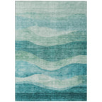 Machine Washable Indoor/ Outdoor Contemporary Waves Chantille Rug