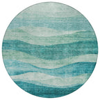 Machine Washable Indoor/ Outdoor Contemporary Waves Chantille Rug