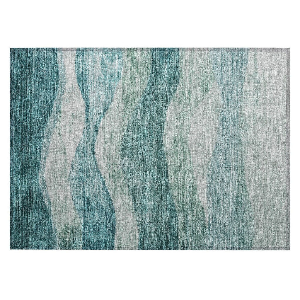 Machine Washable Indoor/ Outdoor Contemporary Waves Chantille Rug
