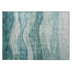 Machine Washable Indoor/ Outdoor Contemporary Waves Chantille Rug