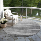 Machine Washable Indoor/ Outdoor Contemporary Waves Chantille Rug