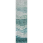 Machine Washable Indoor/ Outdoor Contemporary Waves Chantille Rug