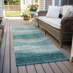 Machine Washable Indoor/ Outdoor Contemporary Waves Chantille Rug