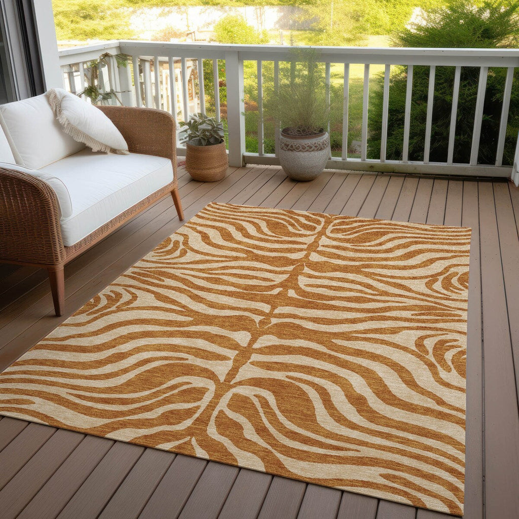 Machine Washable Indoor/ Outdoor Modern Animal Print Chantille Rug